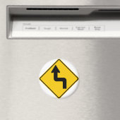 Omgekeerde bocht (links) verkeersbord magneet (Insitu (Vaatwasser))