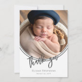 omgekeerde boog dank u 3 foto geboorte aankondigin kaart (Voorkant)