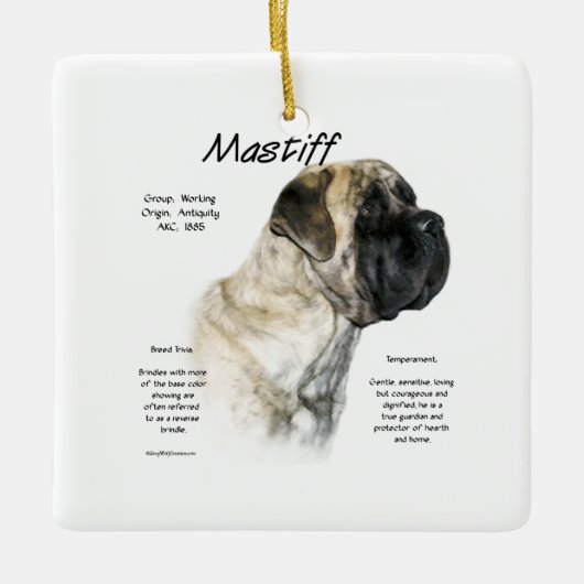 Omgekeerde Brindle Mastiff Geschiedenis Keramisch Ornament (Voorkant)
