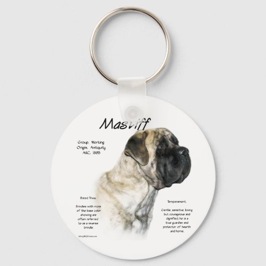 Omgekeerde Brindle Mastiff Geschiedenis Sleutelhanger (Voorkant)