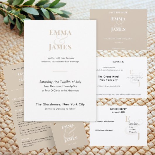 Omgekeerde Champagne Ampersand Bruiloft | Save the Date