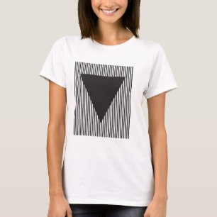 Omgekeerde Driehoek op Gestreept Veld T-shirt