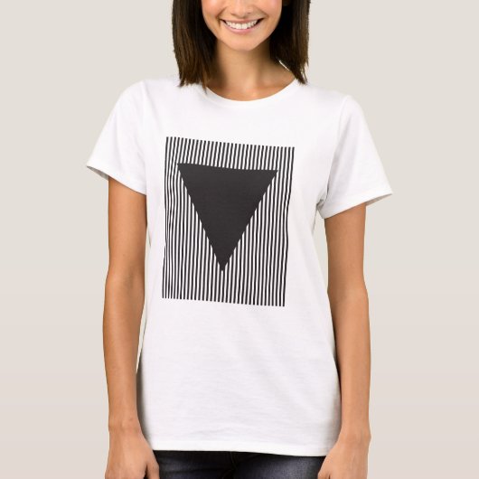 Omgekeerde Driehoek op Gestreept Veld T-shirt (Voorkant)