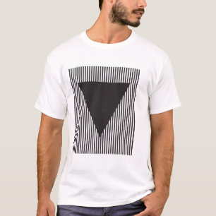 Omgekeerde Driehoek op Gestreept Veld T-shirt