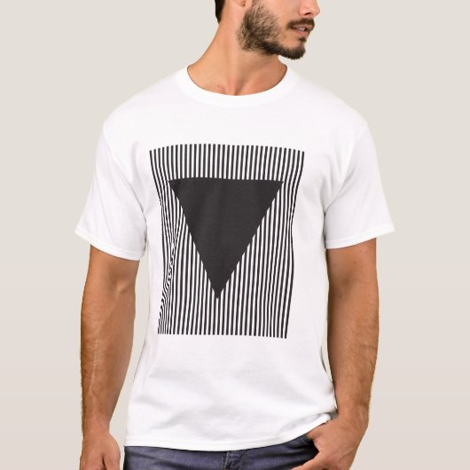 Omgekeerde Driehoek op Gestreept Veld T-shirt (Voorkant)