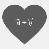 Omgekeerde handgeschreven paar Initialen Envelope  Hart Sticker (Voorkant)