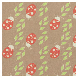 Omgekeerde ladybugs en bladeren op een bruin papie stof