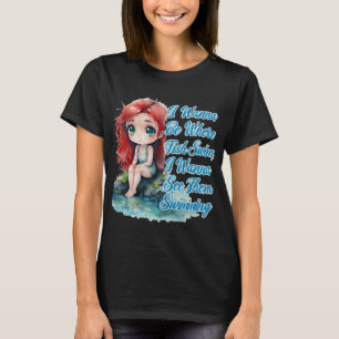 Omgekeerde Little Mermaid Chibi Meisje dat Verlang T-shirt