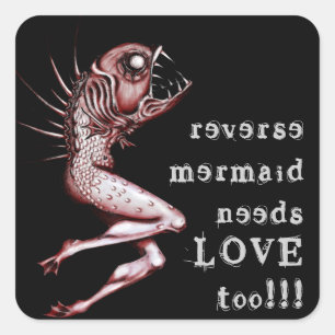 Omgekeerde mermaïde heeft liefde sensibiliserende vierkante sticker