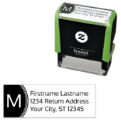 Omgekeerde Naam en Terugkeeradres met Monogram Zelfinktende Stempel (In situ)