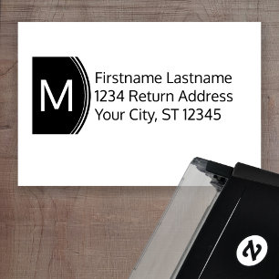 Omgekeerde Naam en Terugkeeradres met Monogram Zelfinktende Stempel
