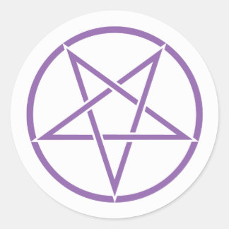 Omgekeerde pentagram (aanpasbare pentagramkleur) ronde sticker