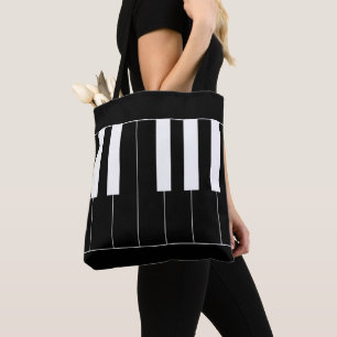 Omgekeerde pianotoetsen tote bag