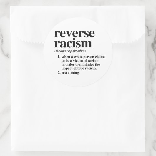 Omgekeerde racistische definitie ronde sticker (Tas)