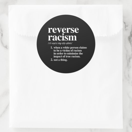 Omgekeerde racistische definitie ronde sticker (Tas)
