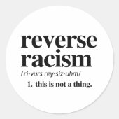 Omgekeerde racistische definitie ronde sticker (Voorkant)