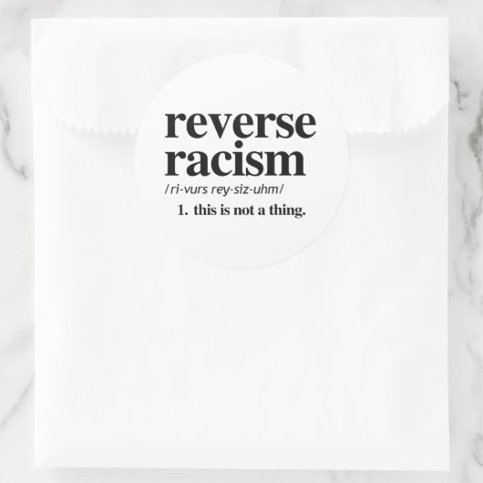 Omgekeerde racistische definitie ronde sticker (Tas)