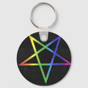 Omgekeerde regenboogpentagramtoetsen sleutelhanger
