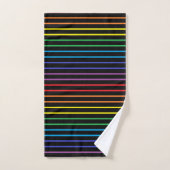 Omgekeerde regenboogstrips zwart bad handdoek (Handdoek)
