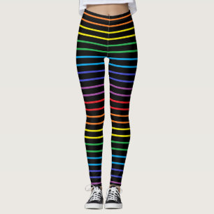 Omgekeerde regenboogstrips zwart leggings