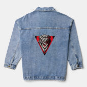 Omgekeerde rode driehoek keffiyeh denim jacket (Achterkant)