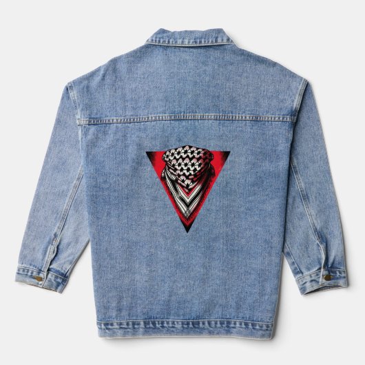 Omgekeerde rode driehoek keffiyeh denim jacket (Achterkant)