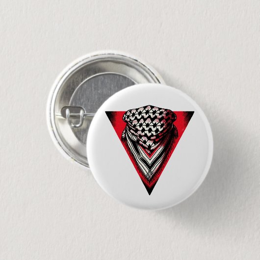 Omgekeerde rode driehoek keffiyeh ronde button 3,2 cm (Voorkant /achterkant)