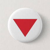 Omgekeerde rode driehoek ronde button 5,7 cm (Voorkant)