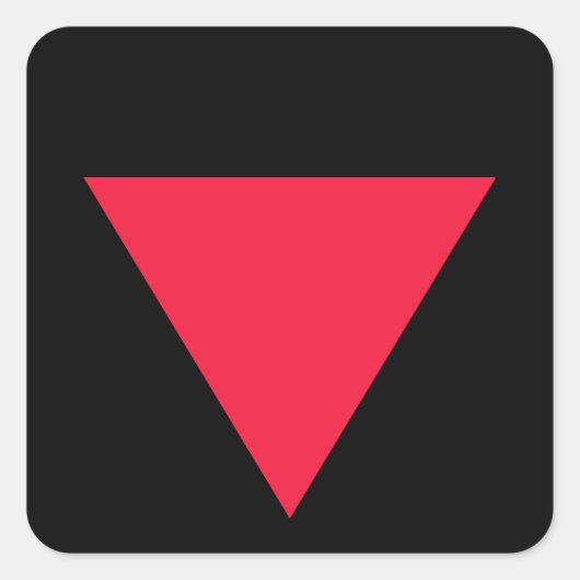 omgekeerde rode driehoek vierkante sticker (Voorkant)