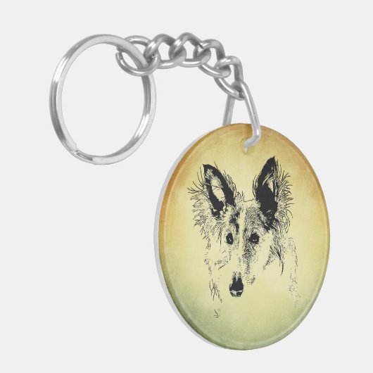 Omgekeerde Silken Windhound Sleutelhanger (Voorkant Links)