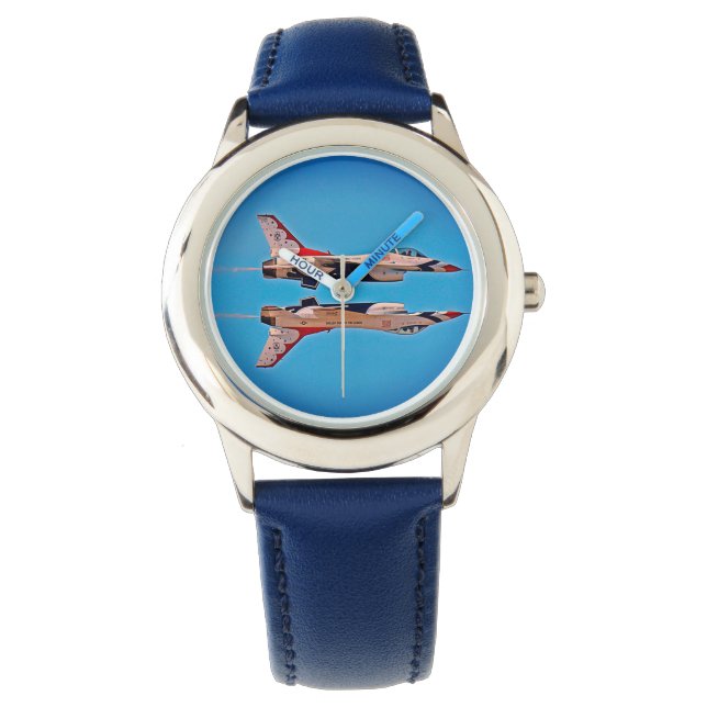 Omgekeerde straalvliegtuigen F16 US Air Force Kind Horloge (Voorkant)