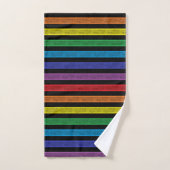 Omgekeerde stripes regenboog zwart bad handdoek (Handdoek)