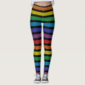 Omgekeerde stripes regenboog zwart leggings (Voorkant)