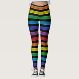 Omgekeerde stripes regenboog zwart leggings