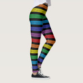 Omgekeerde stripes regenboog zwart leggings (Rechts)