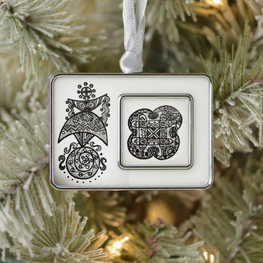 Omgekeerde versiering verzilverd omlijst ornament (Boom)