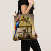 Omgekeerde wereld van de vergulde kooi tote bag (Dichtbij)