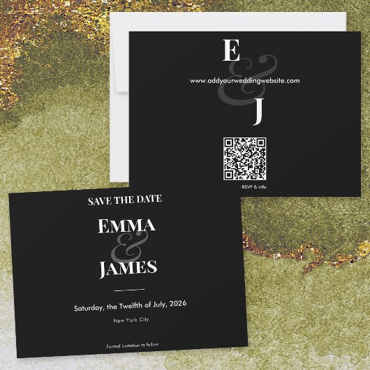Omgekeerde Zwarte Ampersand Bruiloft | Save the Da Date