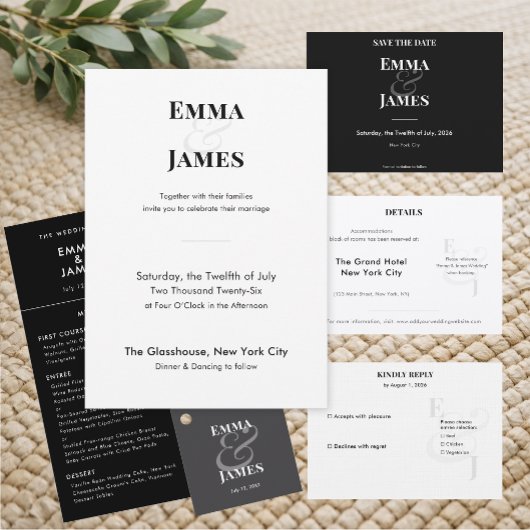 Omgekeerde Zwarte Ampersand Bruiloft | Save the Da Date