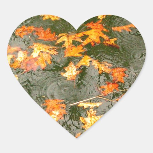 omgekomen bladeren in de regen hart sticker (Voorkant)