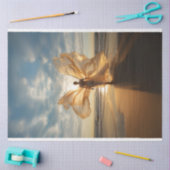 Omgevende Vrouw als Engel op Strand Decoupage Tissuepapier (Craft)