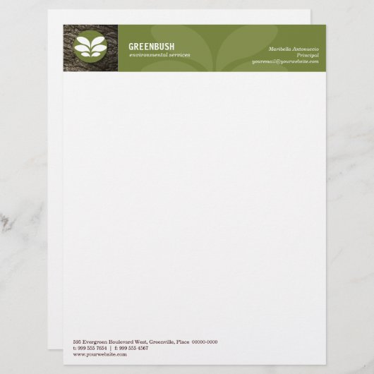 Omgevingsbriefhoofd boomschors briefhoofd ontwerp (Voorkant / Achterkant)