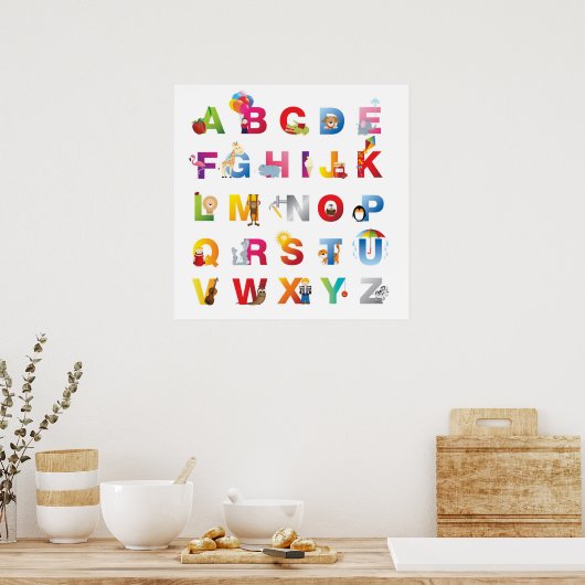 omgezette alfabetafdruk poster (Keuken)