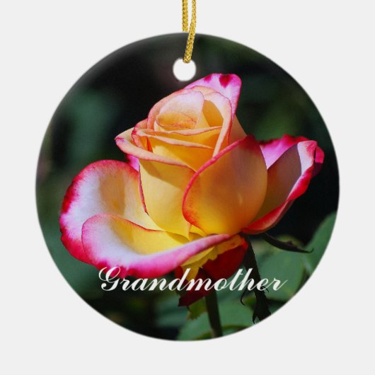 Omgrootmoeder Rood en Geel en Roze Roses Ornament (Voorkant)