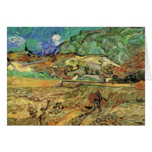 Omheind korenveld met boer door Vincent van Gogh