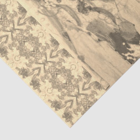 Omheinde bloemen sepia tissuepapier (Detail)