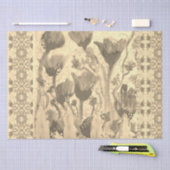 Omheinde bloemen sepia tissuepapier (Craft)