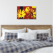 Omheinde madeliefjes bloemenprint op canvas afdruk (Insitu (Slaapkamer))