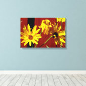 Omheinde madeliefjes bloemenprint op canvas afdruk (Insitu (Houten vloer))