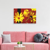 Omheinde madeliefjes bloemenprint op canvas afdruk (Insitu (Woonkamer))